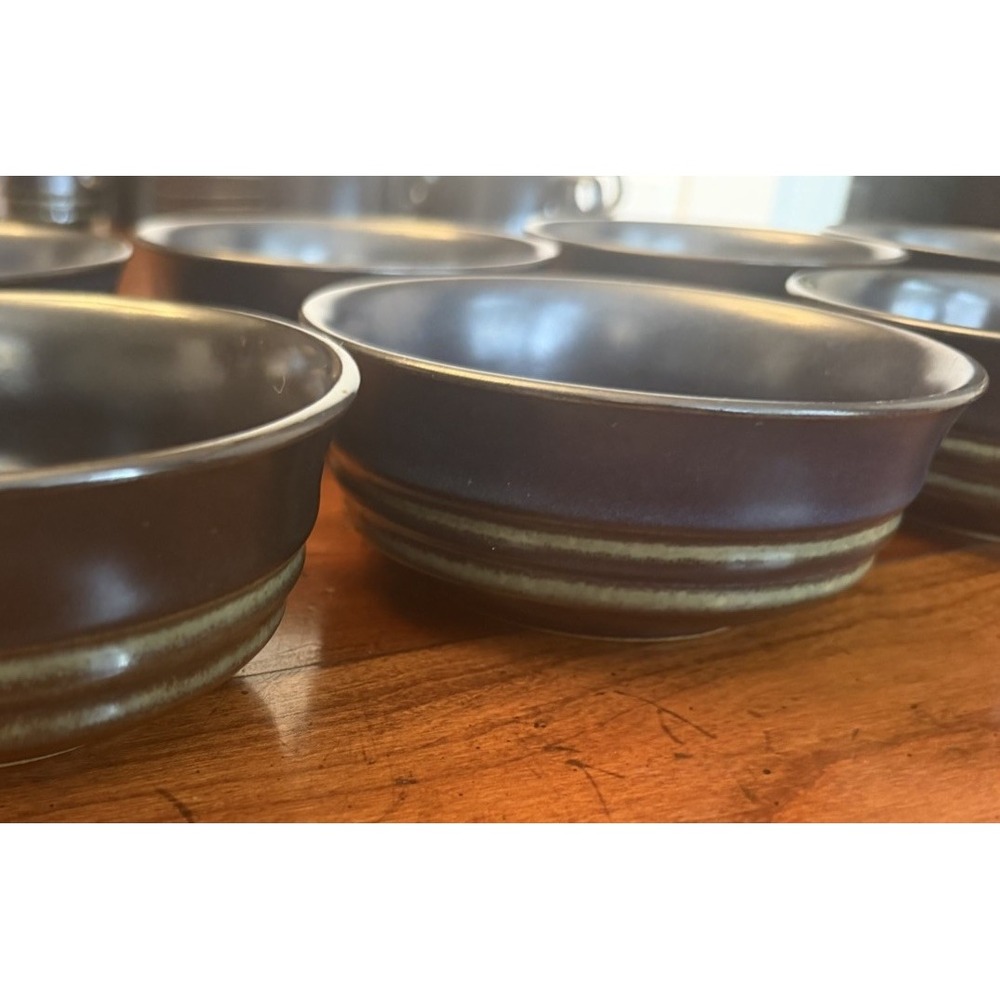 Set of 4 Denby Bokhara Kismet Blue Green Stoneware Soup Cereal Bowls 1970s MCM